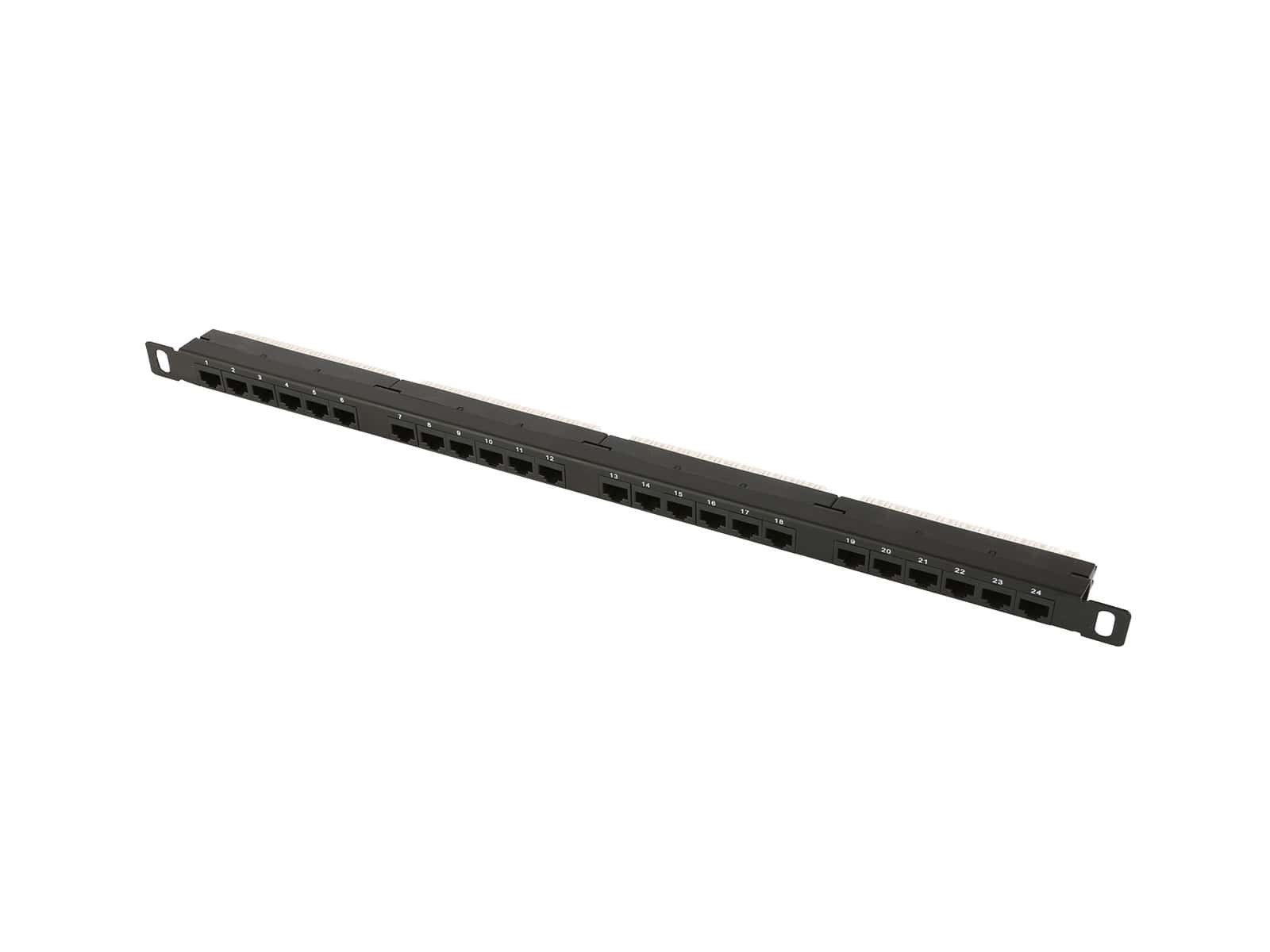 Патч-панель высокой плотности Ripo 19", 0,5U, 24 порт, Cat.5e , D, 100МГц, RJ45/8P8C, напыление 3мкд
