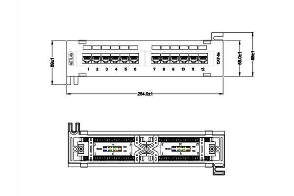 Патч-панель  Ripo (Рипо) настенная, 12 портов, Cat.5e (Класс D), 100МГц, RJ45/8P8C, 110, T568A/B,