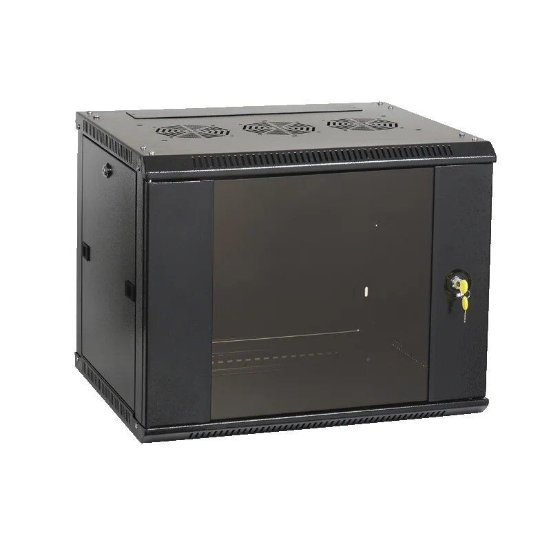 Шкаф телекоммуникационный Ripo 126060GM/B 19" настенный 12U 600х600 черный дверь стекло