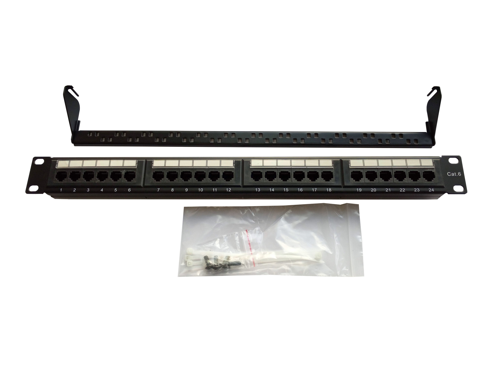 Патч-панель  Ripo 19", 1U, 24 порта, Cat.6 (Класс D), 250МГц, RJ45/8P8C, 110/KRONE, T568A/B