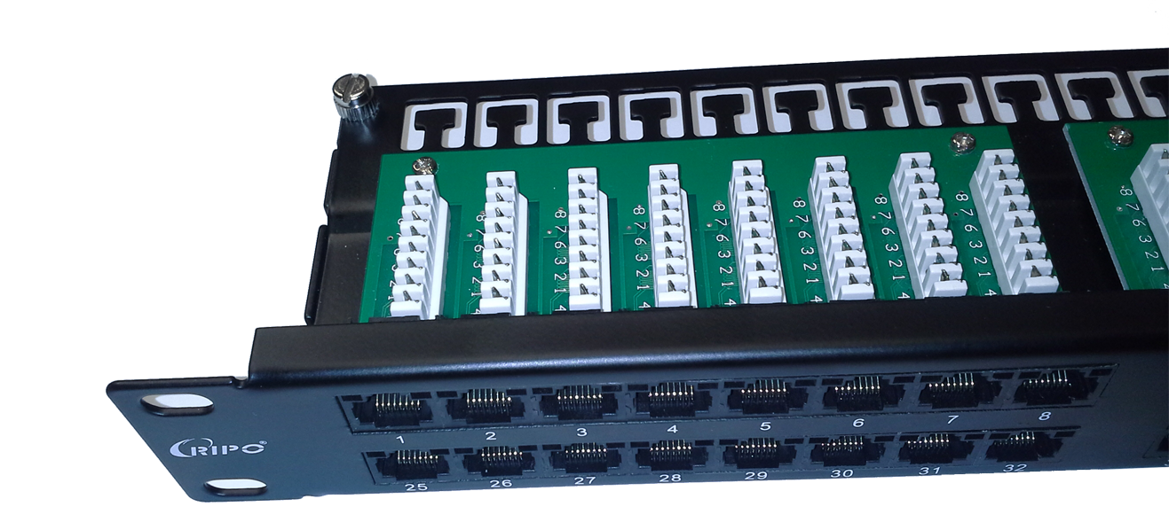 Патч-панель высокой плотности 19", 1U, 48 портов RJ45, категория 5е RIPO