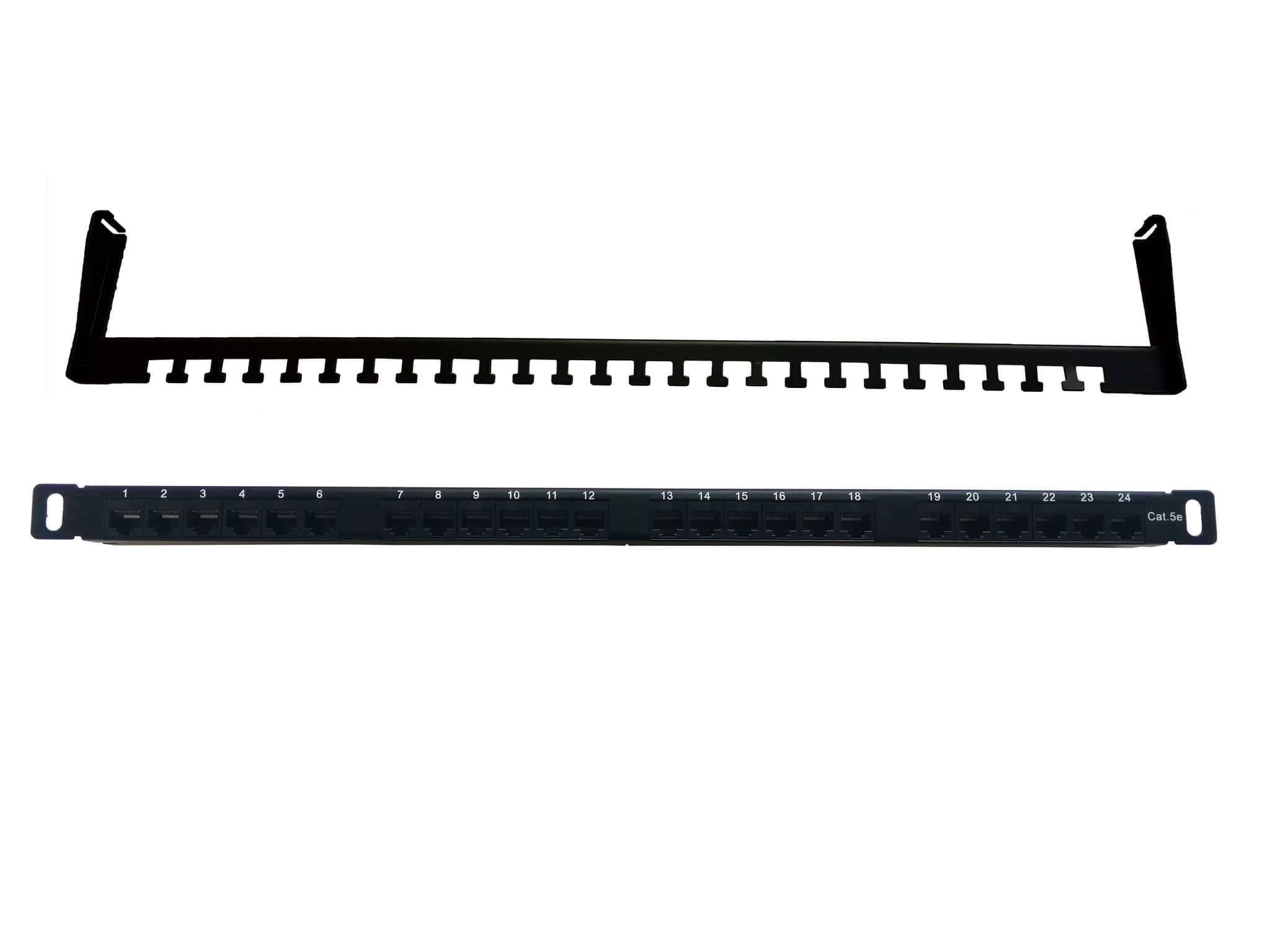 Патч-панель высокой плотности Ripo 19", 0,5U, 24 порт, Cat.5e , D, 100МГц, RJ45/8P8C, напыление 3мкд