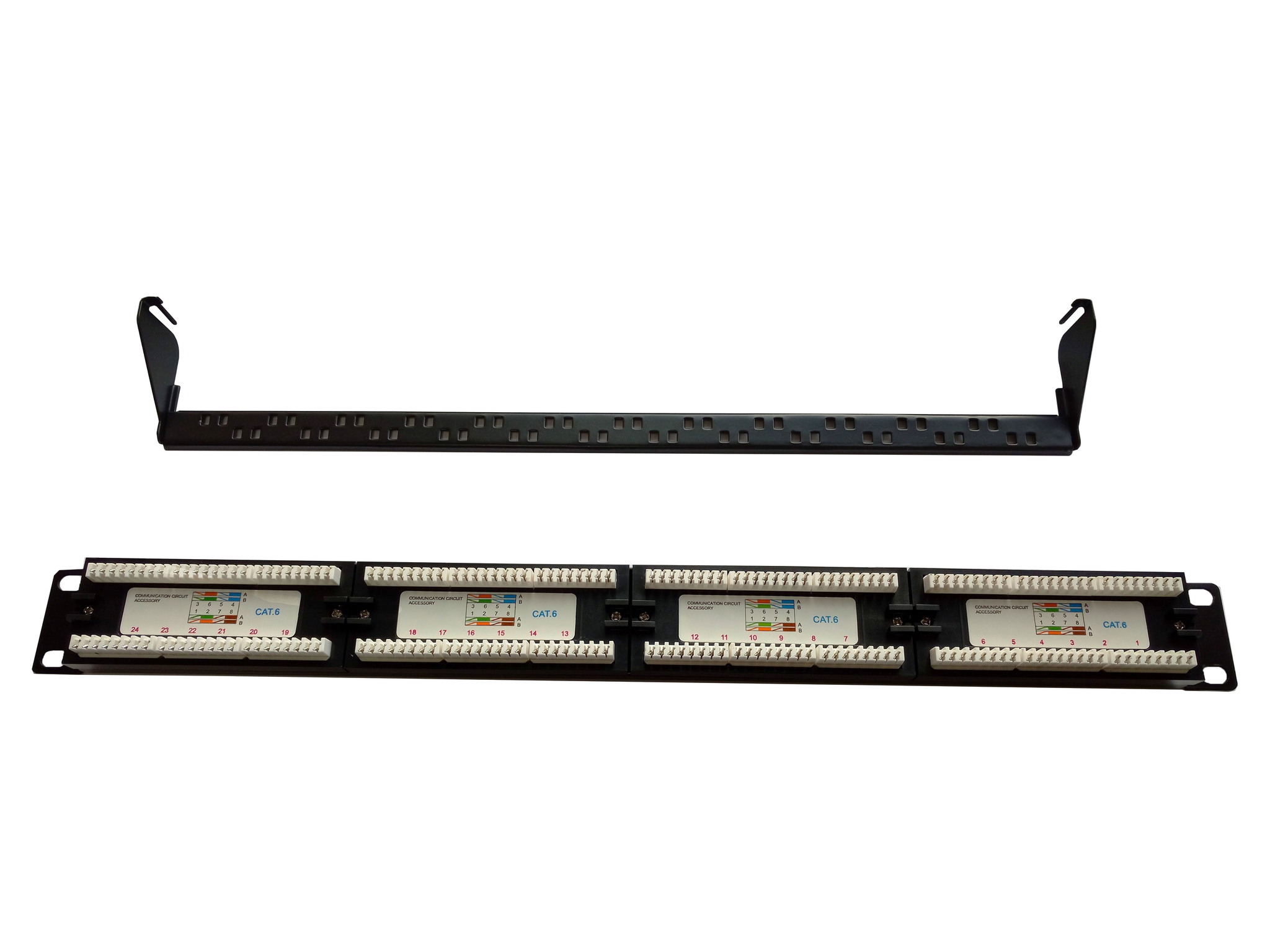Патч-панель  Ripo 19", 1U, 24 порта, Cat.6 (Класс D), 250МГц, RJ45/8P8C, 110/KRONE, T568A/B