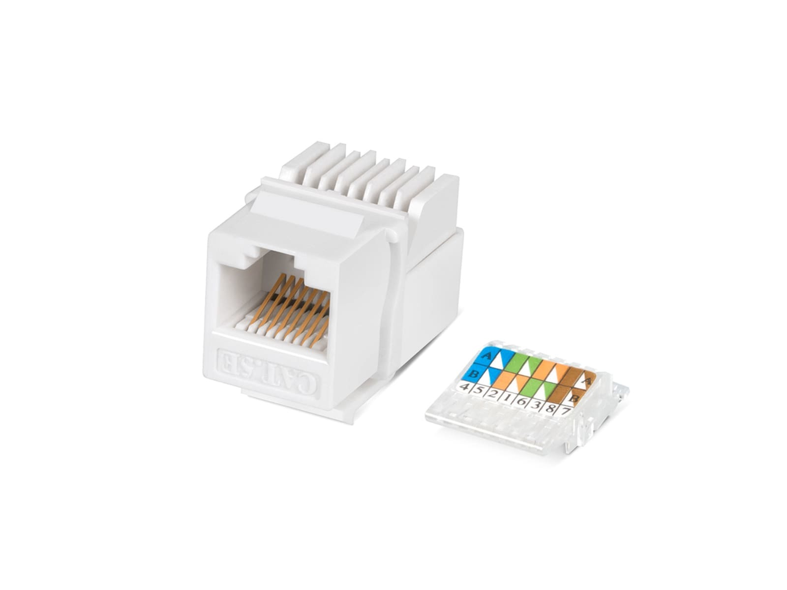 Вставка Keystone Jack  RJ-45(8P8C) Ripo, категория 5e, без инструмента Toolless, белая