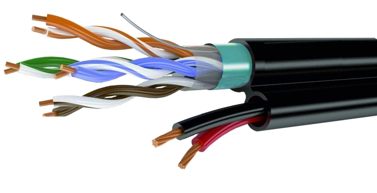 FTP4 Cat5e 24AWG CCA+2x0,75 CCA PE Outdoor Ripo (200m)