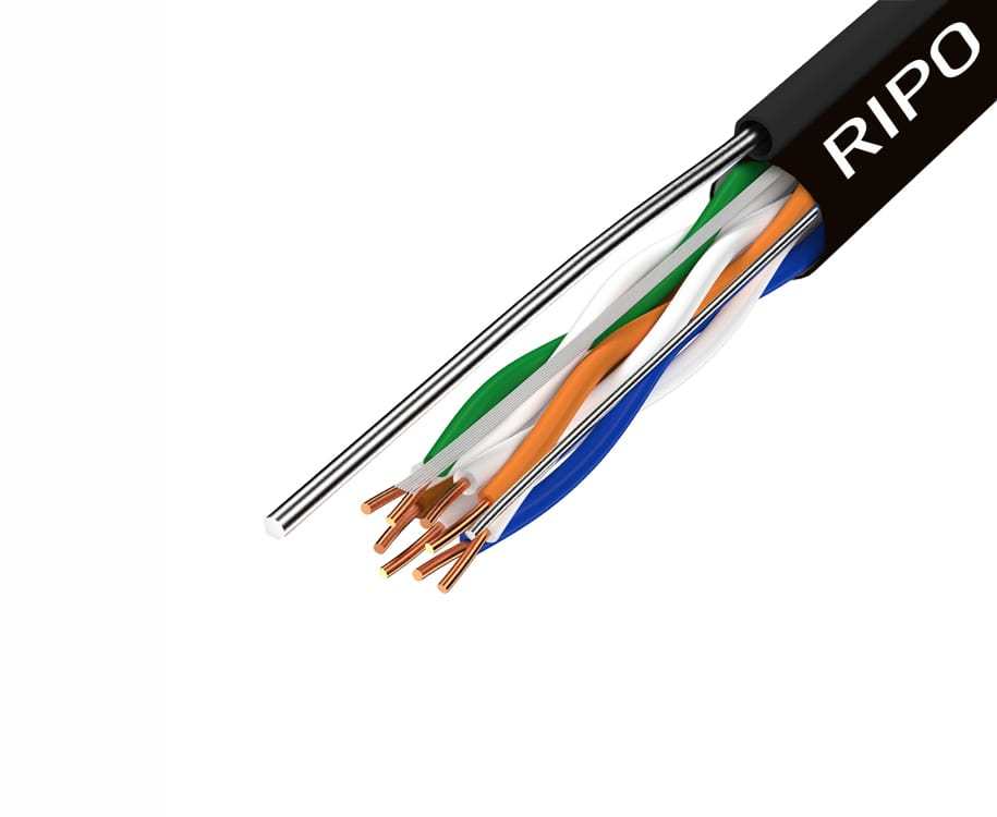 UTP4CAT5E 24AWG Cu Ripo (outdoor) с одножильным тросом, черный, (305м)