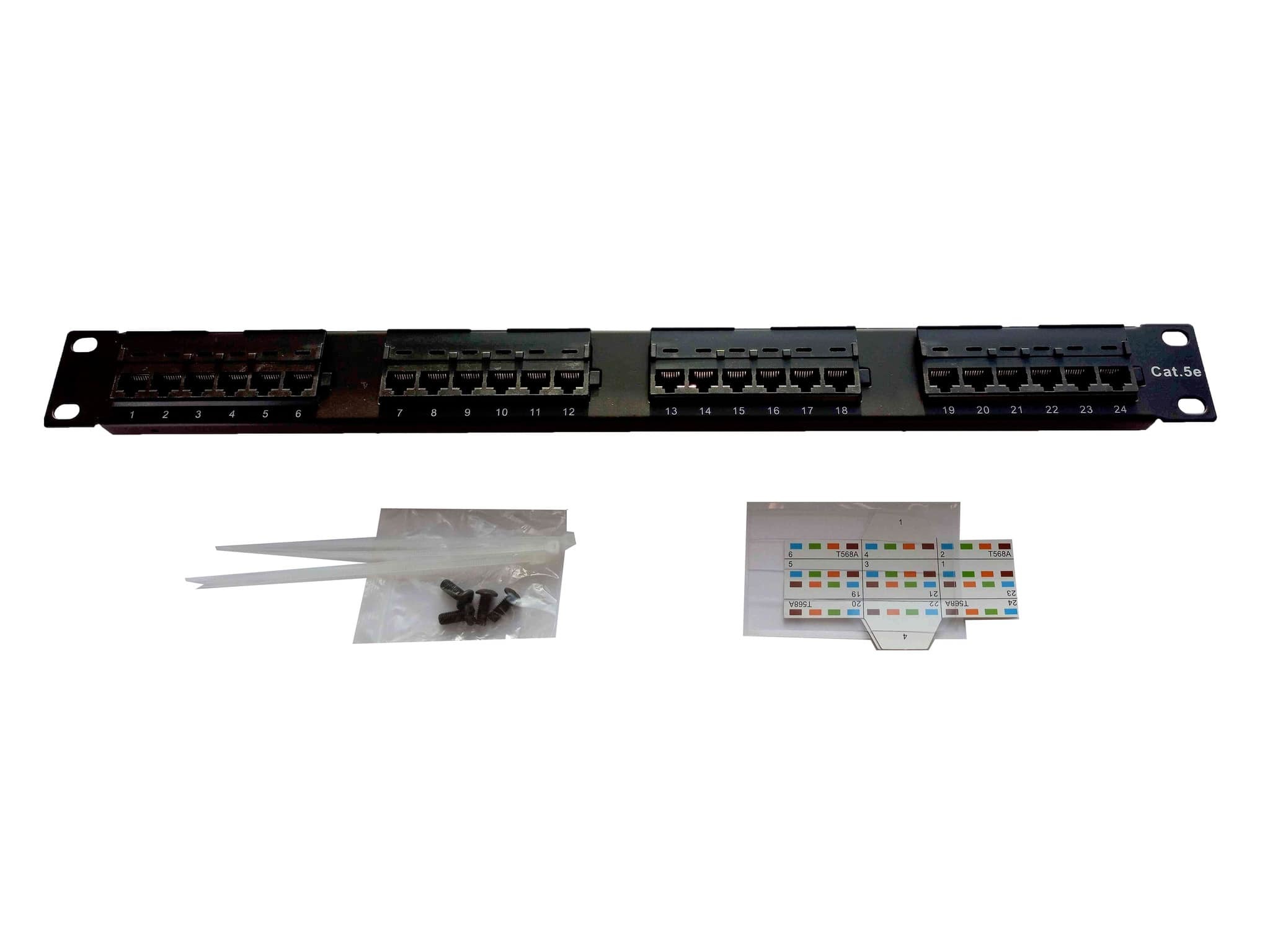 Патч-панель  Ripo 19", 1U, 24 порта, Cat.5e (Класс D), 100МГц, RJ45/8P8C, 110, T568A/