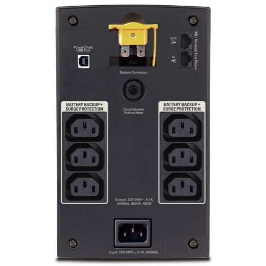 ИБП APC Back-UPS 950 ВА, 230 В, авторегулировка напряжения, разъемы IEC