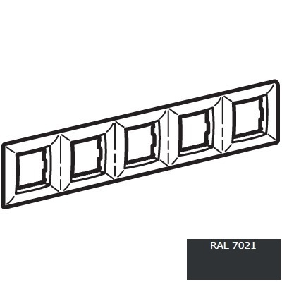 DKC / ДКС 75015G Рамка пятиместная, черный металлик RAL 7021, 2М+2М+2М+2М+2М, "BRAVA"