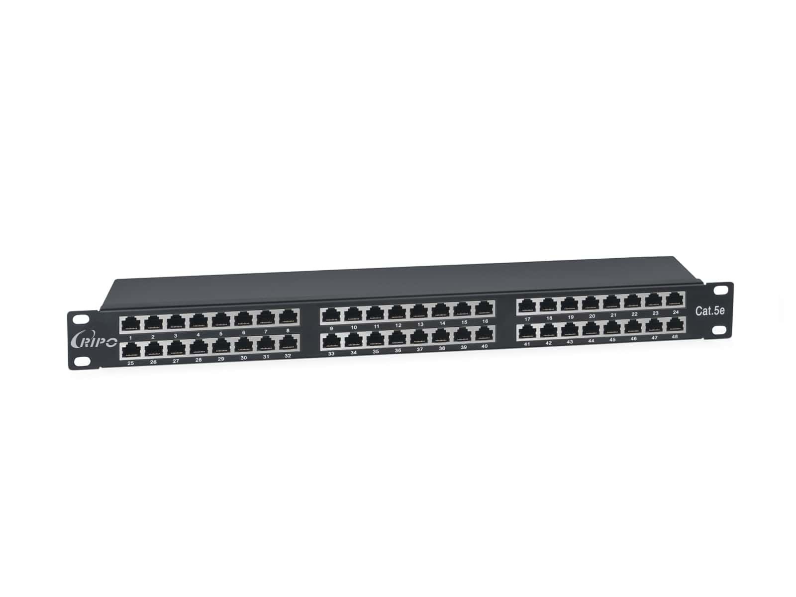 Патч-панель Ripo высокой плотности 19", 1U, 48 портов RJ-45, категория 5e,  Dual IDC