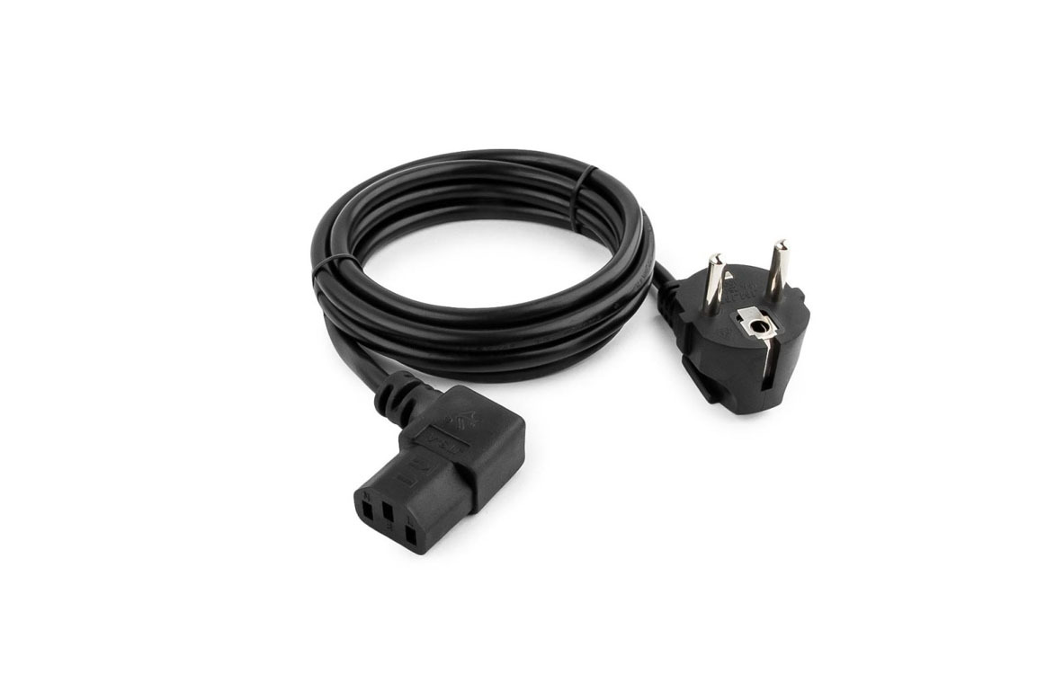 Кабель питания RIPO 1.8м, Schuko-Г-образный штекерC13 (3*0.75 mm2) 10A, черн., угл. вилка, с зазем
